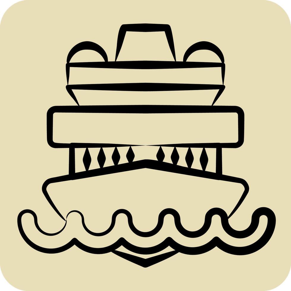 Icon Cruise Ship. related to Vehicle symbol. hand drawn style. editable vector