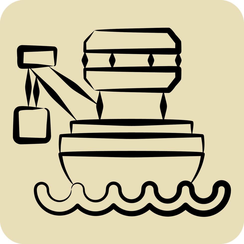 Icon Barge. related to Vehicle symbol. hand drawn style. editable vector