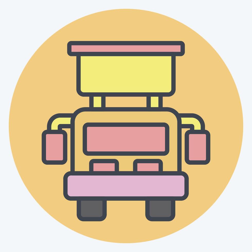 Icon Hook and Ladder Truck. related to Vehicle symbol. color mate style. editable vector