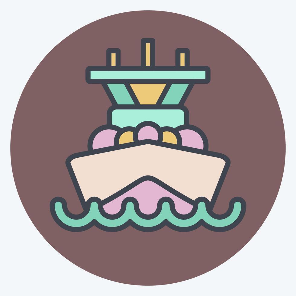 Icon Battleship. related to Vehicle symbol. color mate style. editable vector