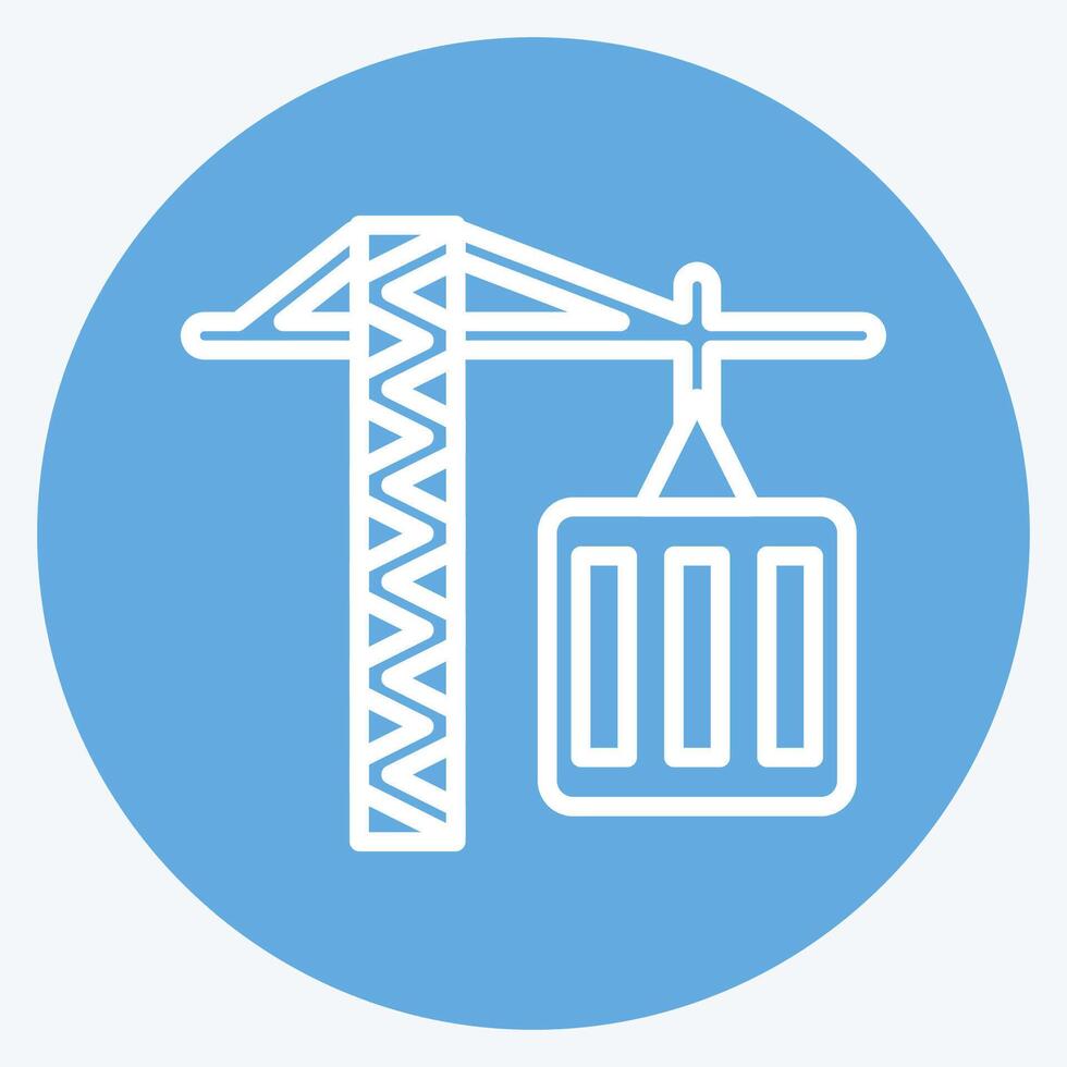 Icon Tower Crane. related to Civil Engineering symbol. blue eyes style. design editable vector