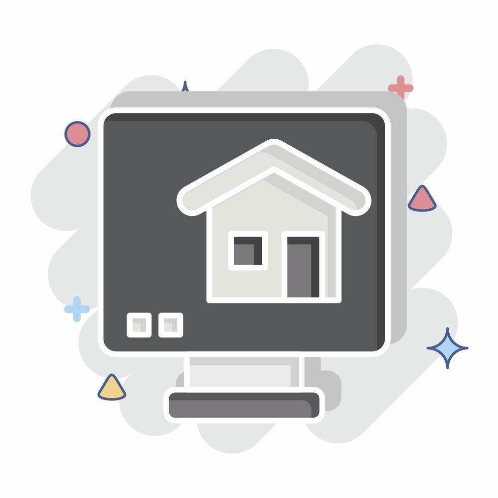 Icon Online Blue Print. related to Civil Engineering symbol. comic style. editable vector