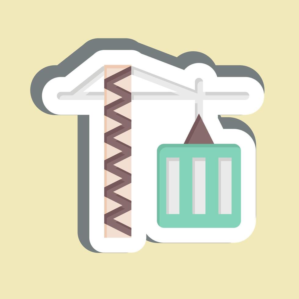 Sticker Tower Crane. related to Civil Engineering symbol. design editable vector