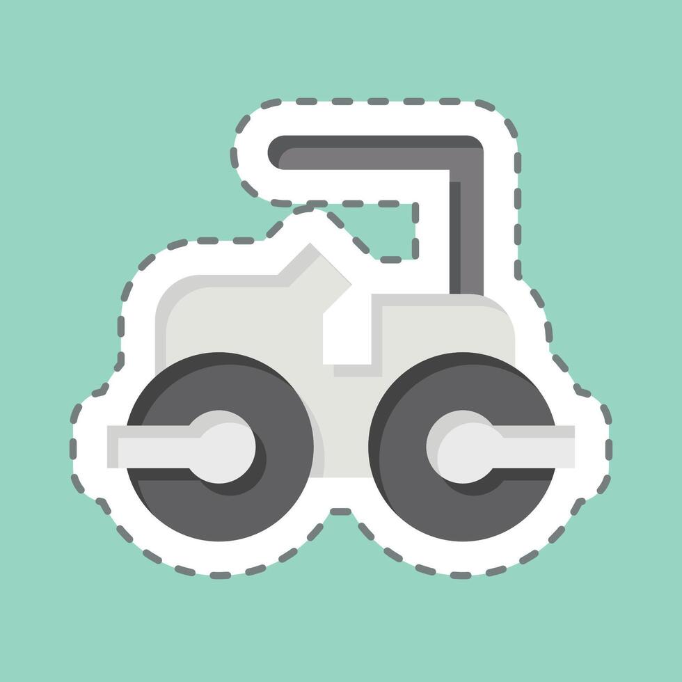 Sticker line cut Steam Roller. related to Civil Engineering symbol. design editable vector