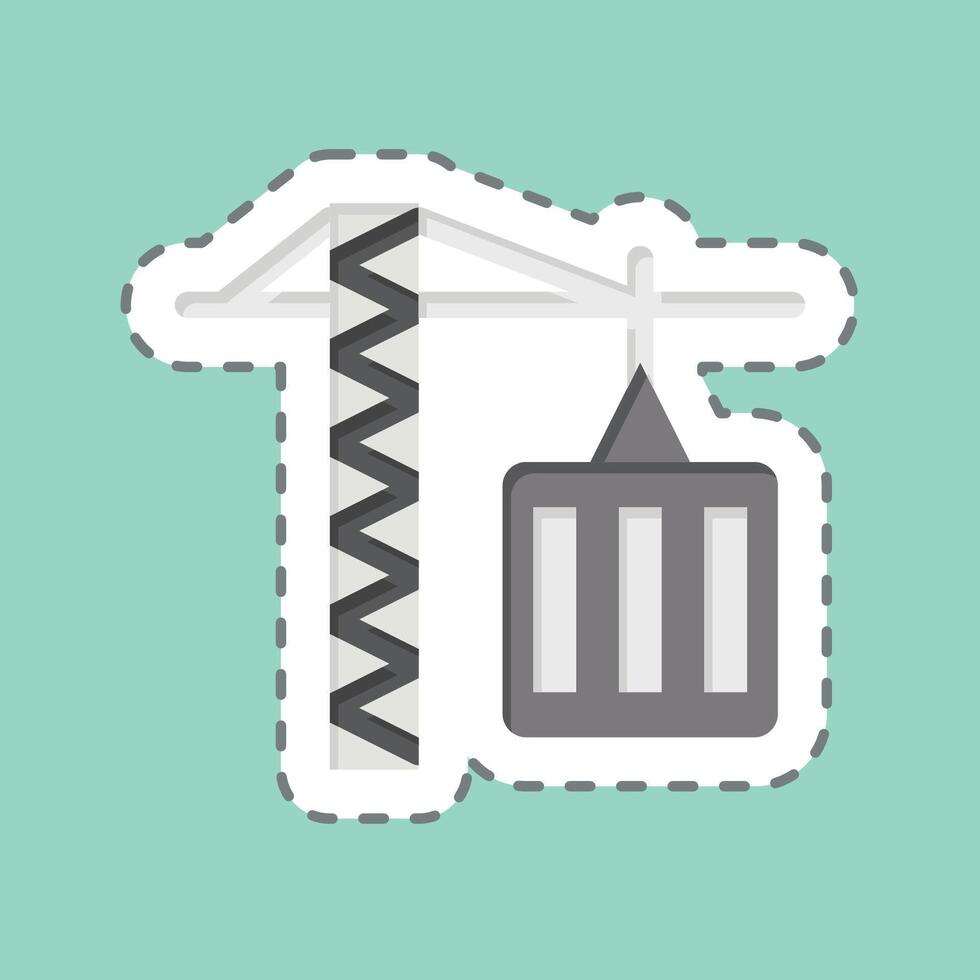 Sticker line cut Tower Crane. related to Civil Engineering symbol. design editable vector