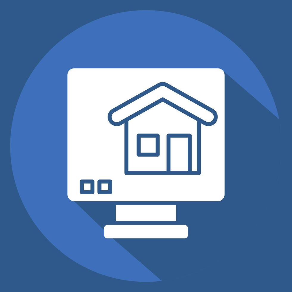 Icon Online Blue Print. related to Civil Engineering symbol. long shadow style. editable vector
