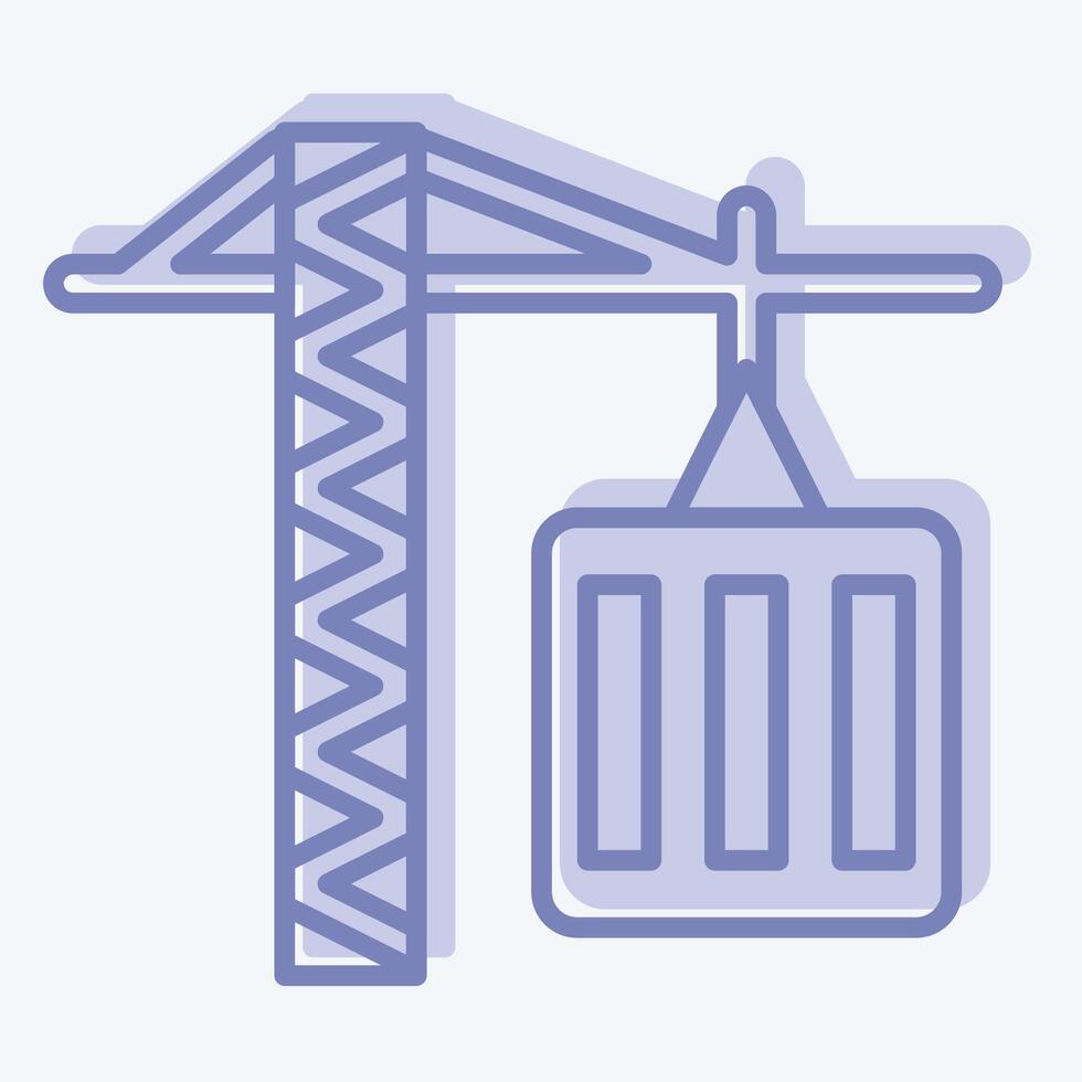Icon Tower Crane. related to Civil Engineering symbol. two tone style. design editable vector