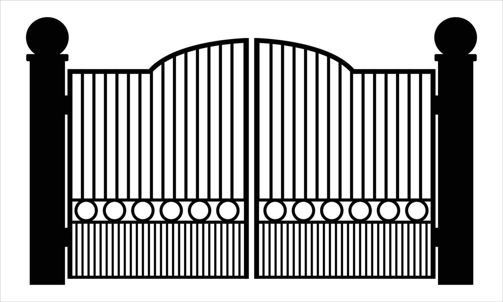 silhouette wrought iron gate vector