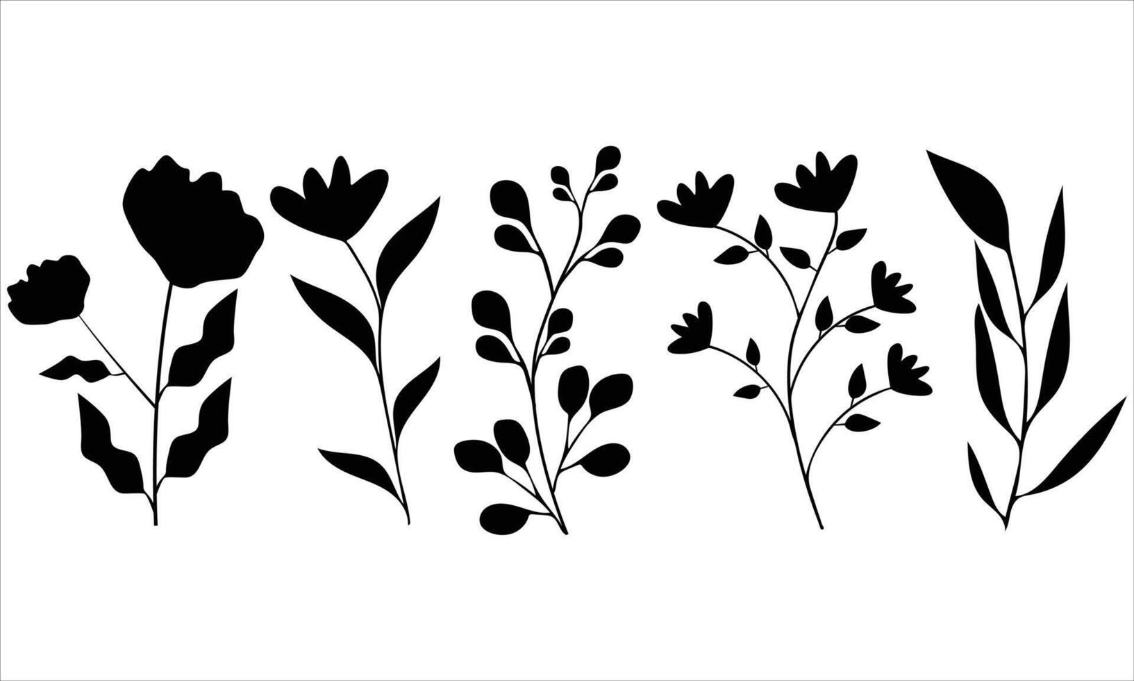 Flowers silhouettes set vector