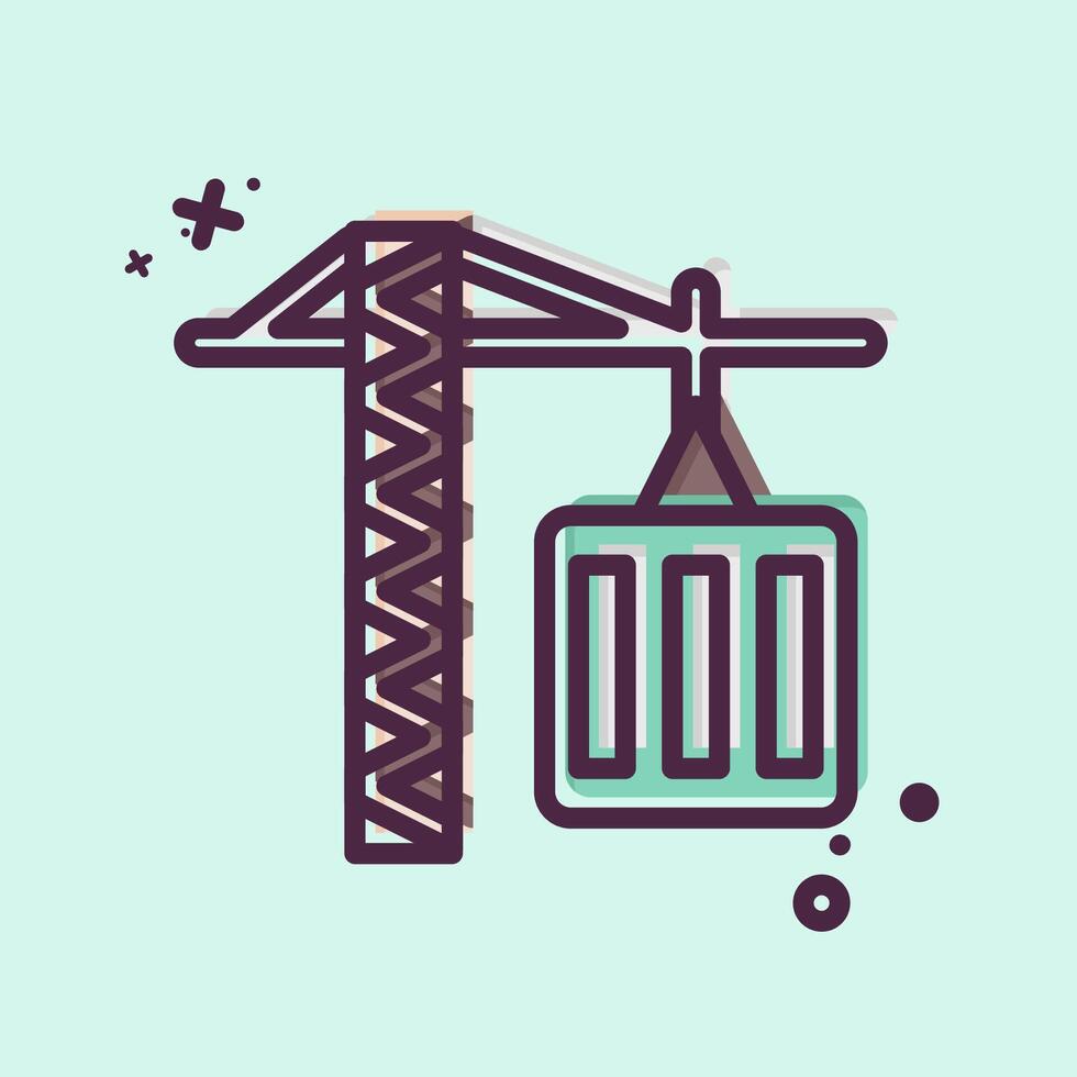 Icon Tower Crane. related to Civil Engineering symbol. MBE style. design editable vector