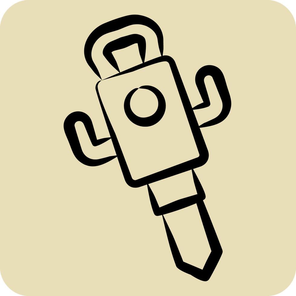 Icon Jack Hammer. related to Civil Engineering symbol. hand drawn style. editable vector