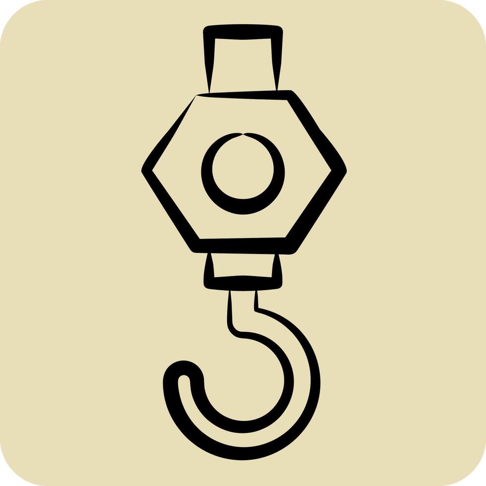 Icon Crane. related to Civil Engineering symbol. hand drawn style. design editable vector