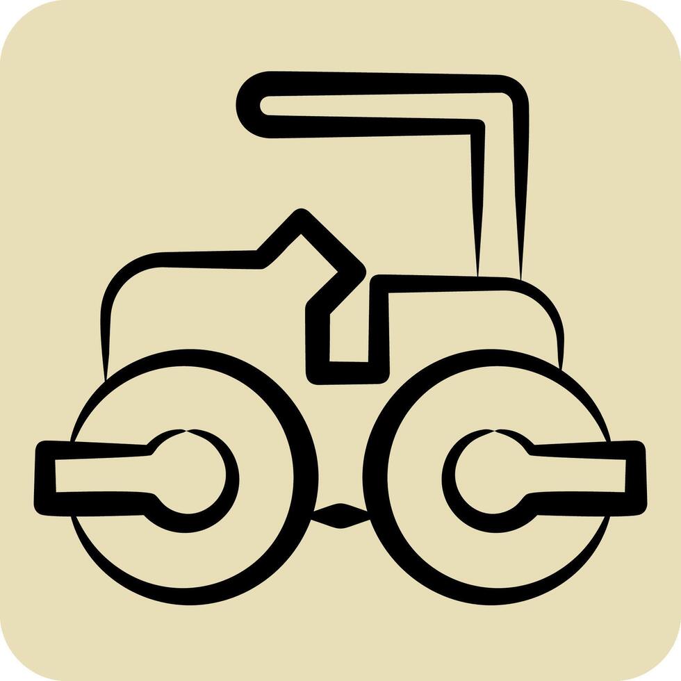 Icon Steam Roller. related to Civil Engineering symbol. hand drawn style. design editable vector