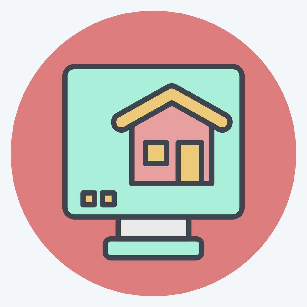 Icon Online Blue Print. related to Civil Engineering symbol. color mate style. editable vector