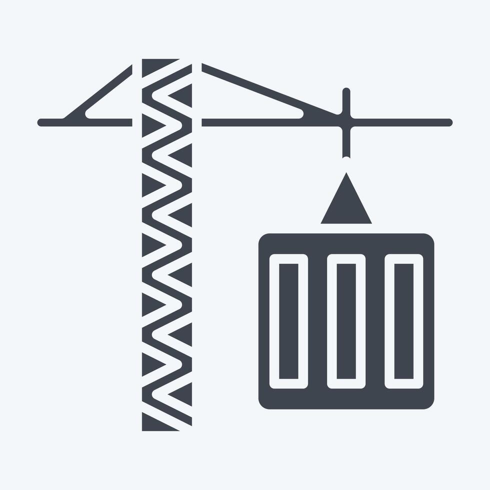 Icon Tower Crane. related to Civil Engineering symbol. glyph style. design editable vector