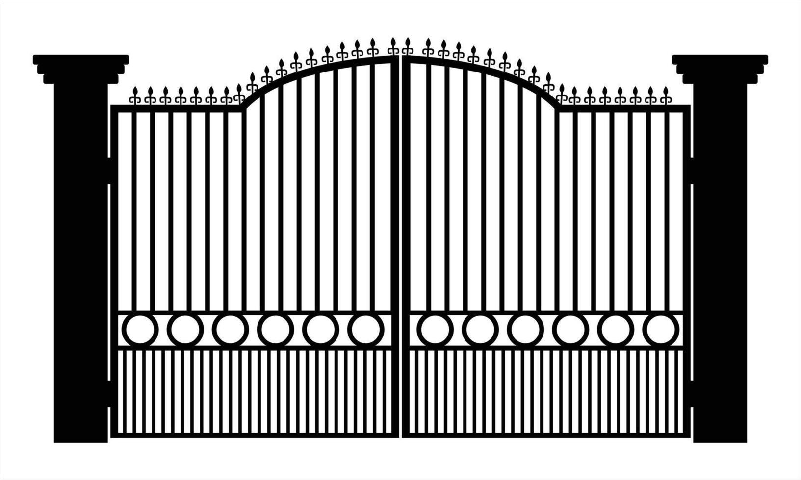 silhouette illustration of a wrought iron gate vector