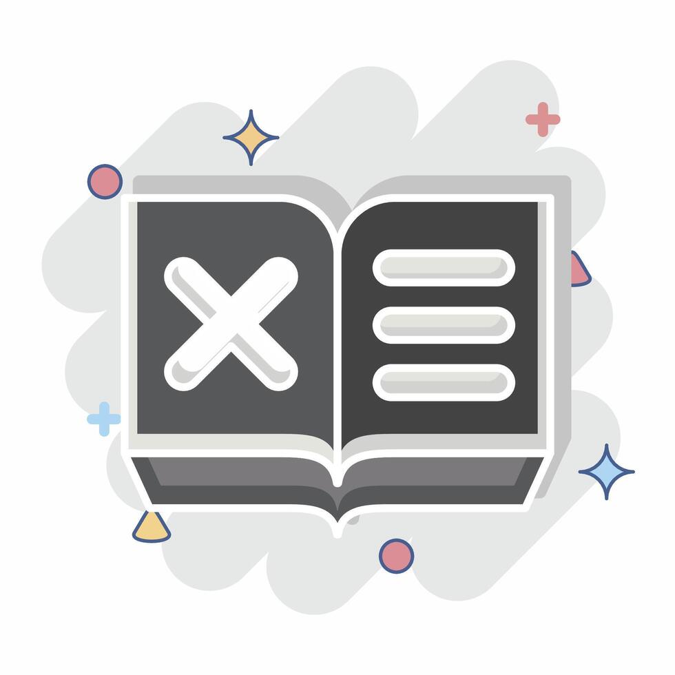 Icon Book. related to Exclamation symbol. comic style. design editable vector