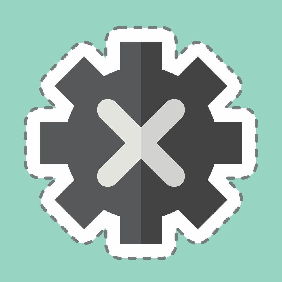 Sticker line cut Gear. related to Exclamation symbol. design editable vector