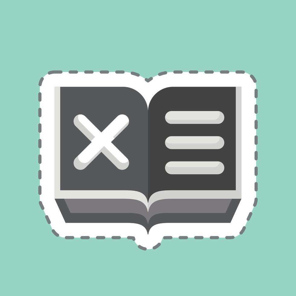 Sticker line cut Book. related to Exclamation symbol. design editable vector