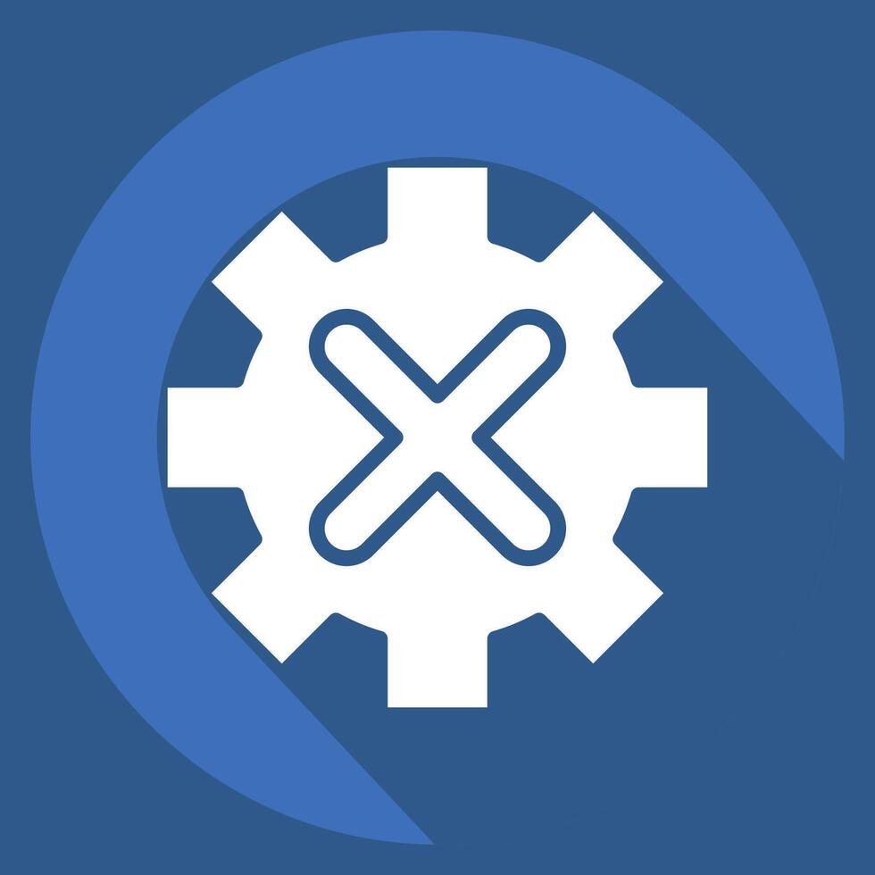 Icon Gear. related to Exclamation symbol. long shadow style. design editable vector