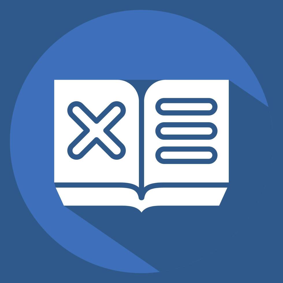 Icon Book. related to Exclamation symbol. long shadow style. design editable vector