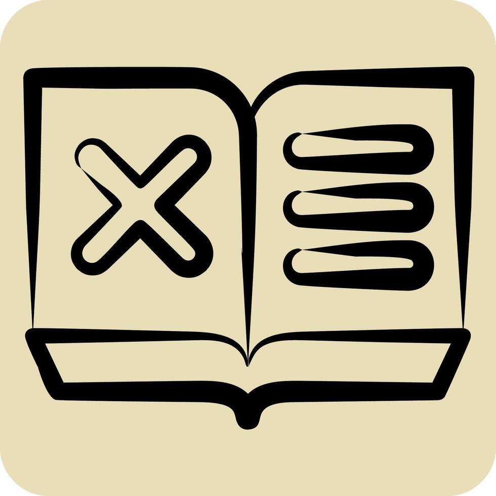 Icon Book. related to Exclamation symbol. hand drawn style. design editable vector