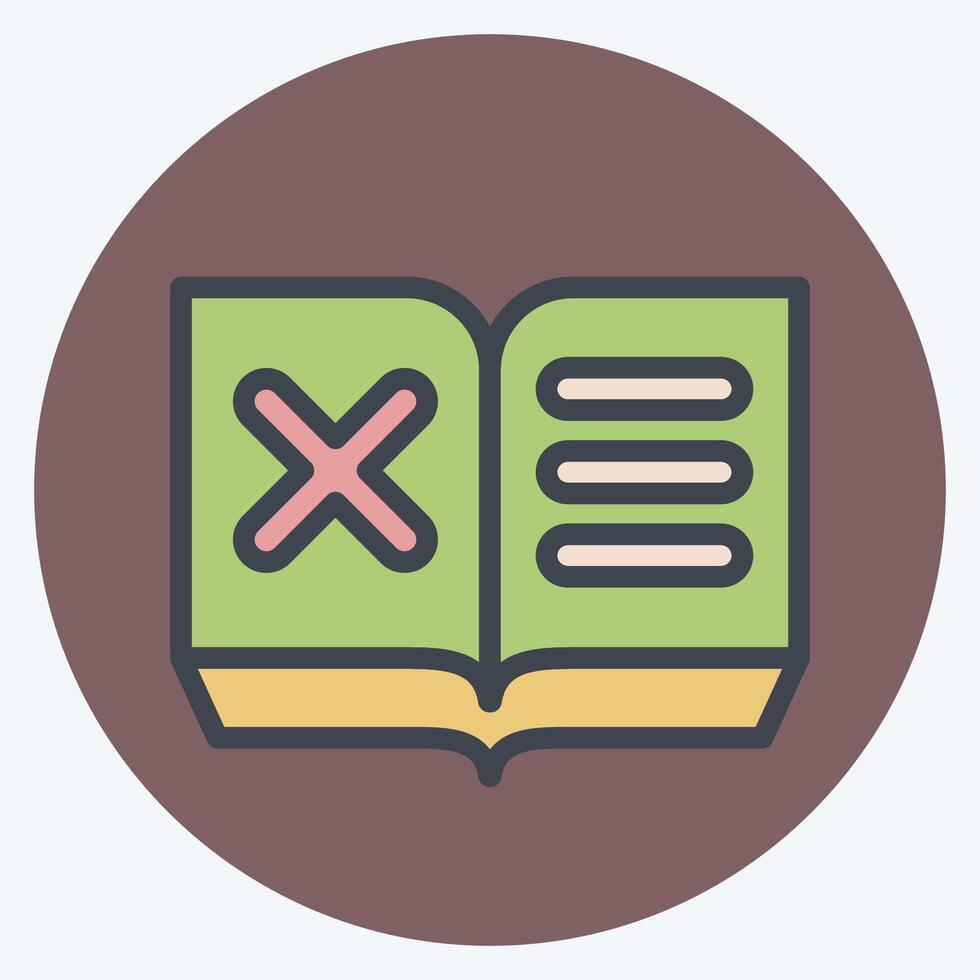 Icon Book. related to Exclamation symbol. color mate style. design editable vector