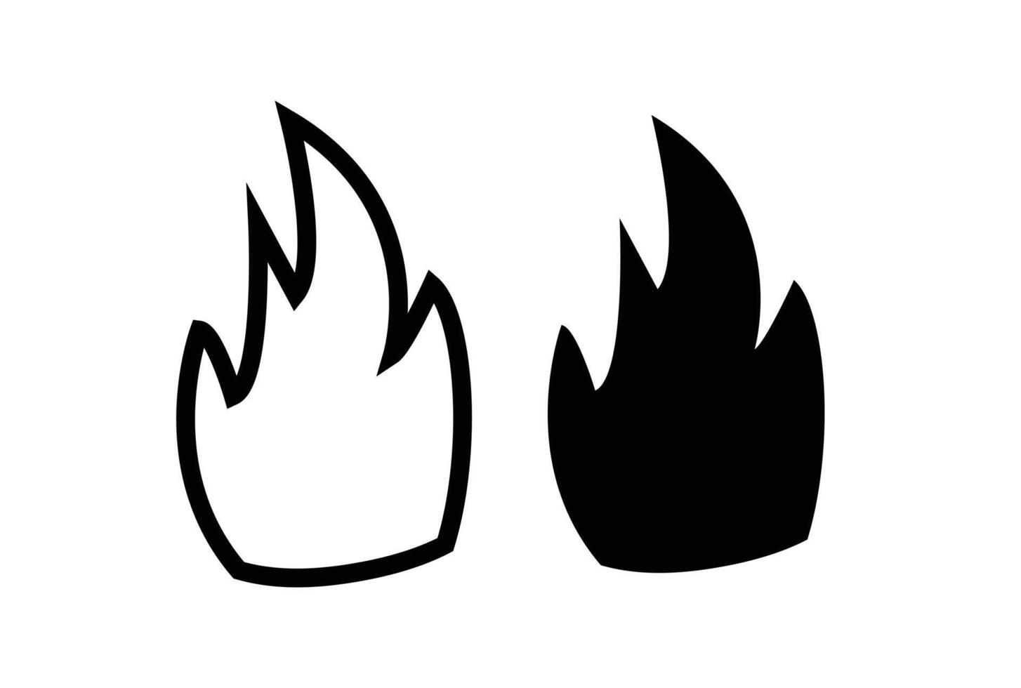 isolated fire emoji solid and linear icons. Fire flames icon. Natural fires and disasters. Isolated on white vector