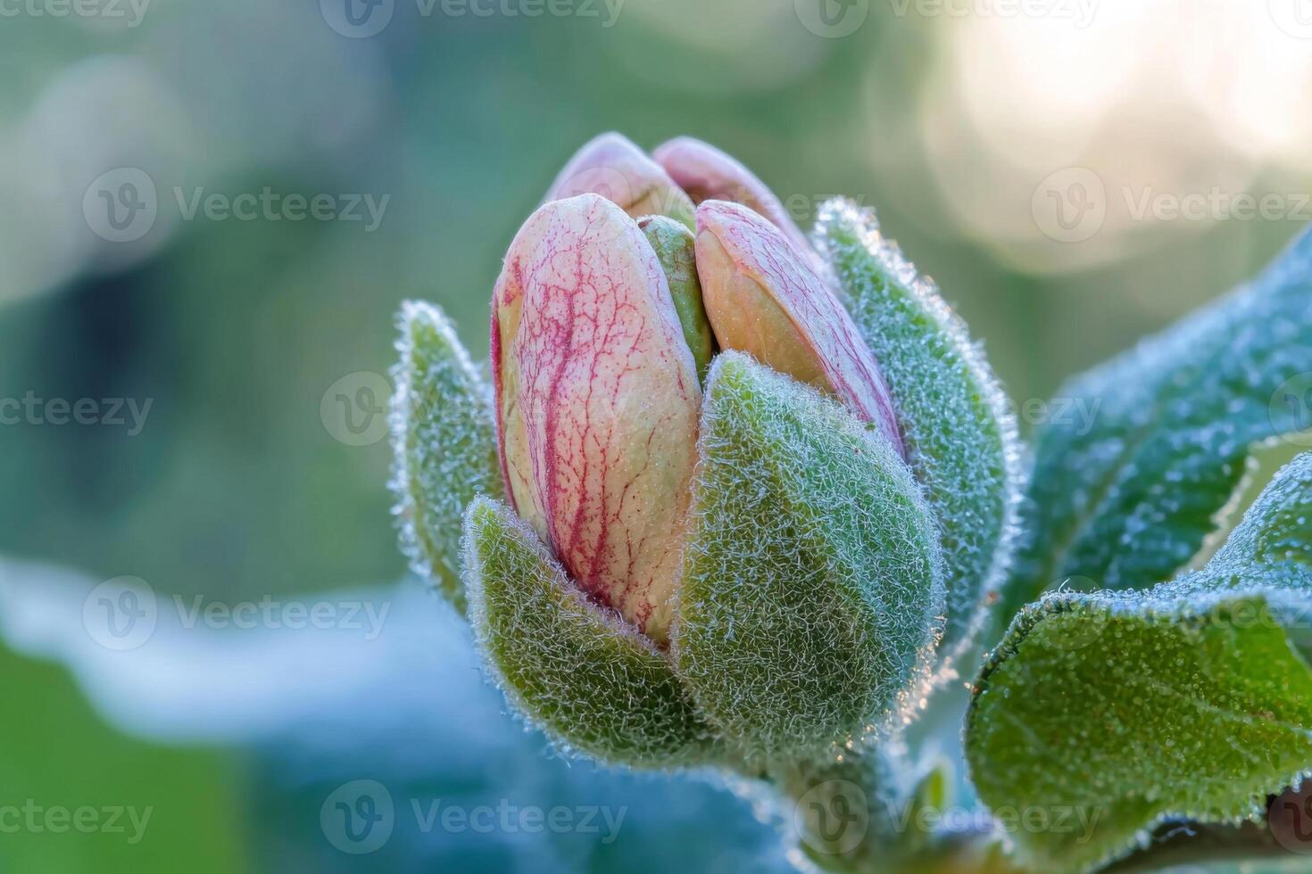 Flower bud on blurred background, macro shot photo