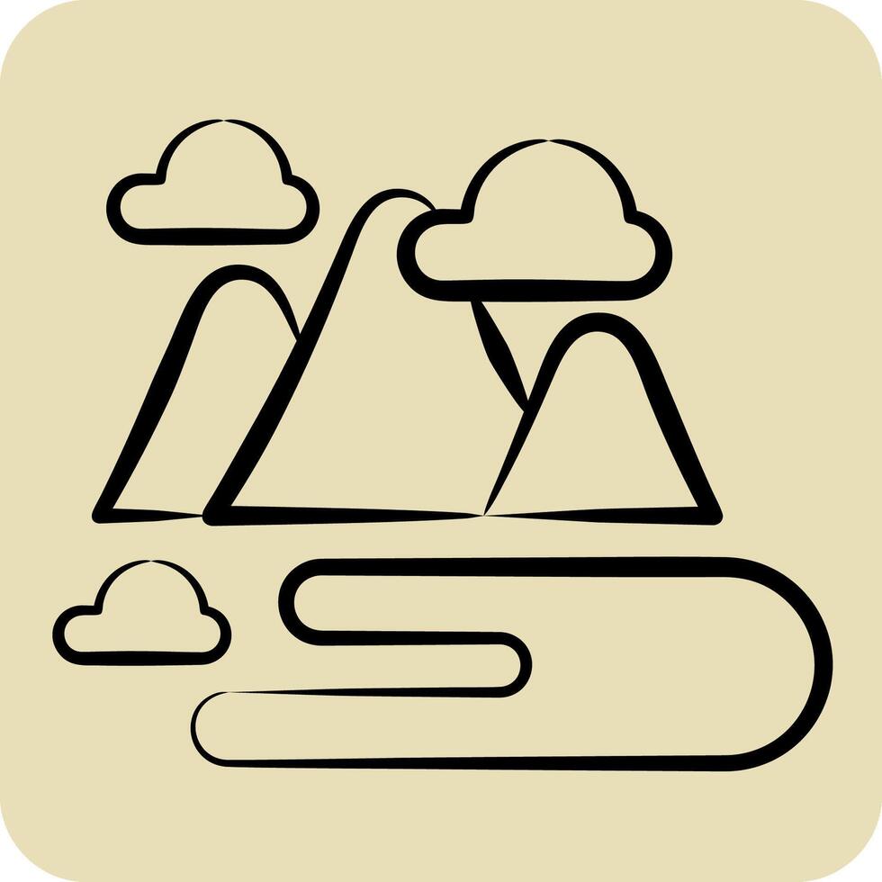 Icon Hill. related to Kazakhstan symbol. hand drawn style. design editable vector