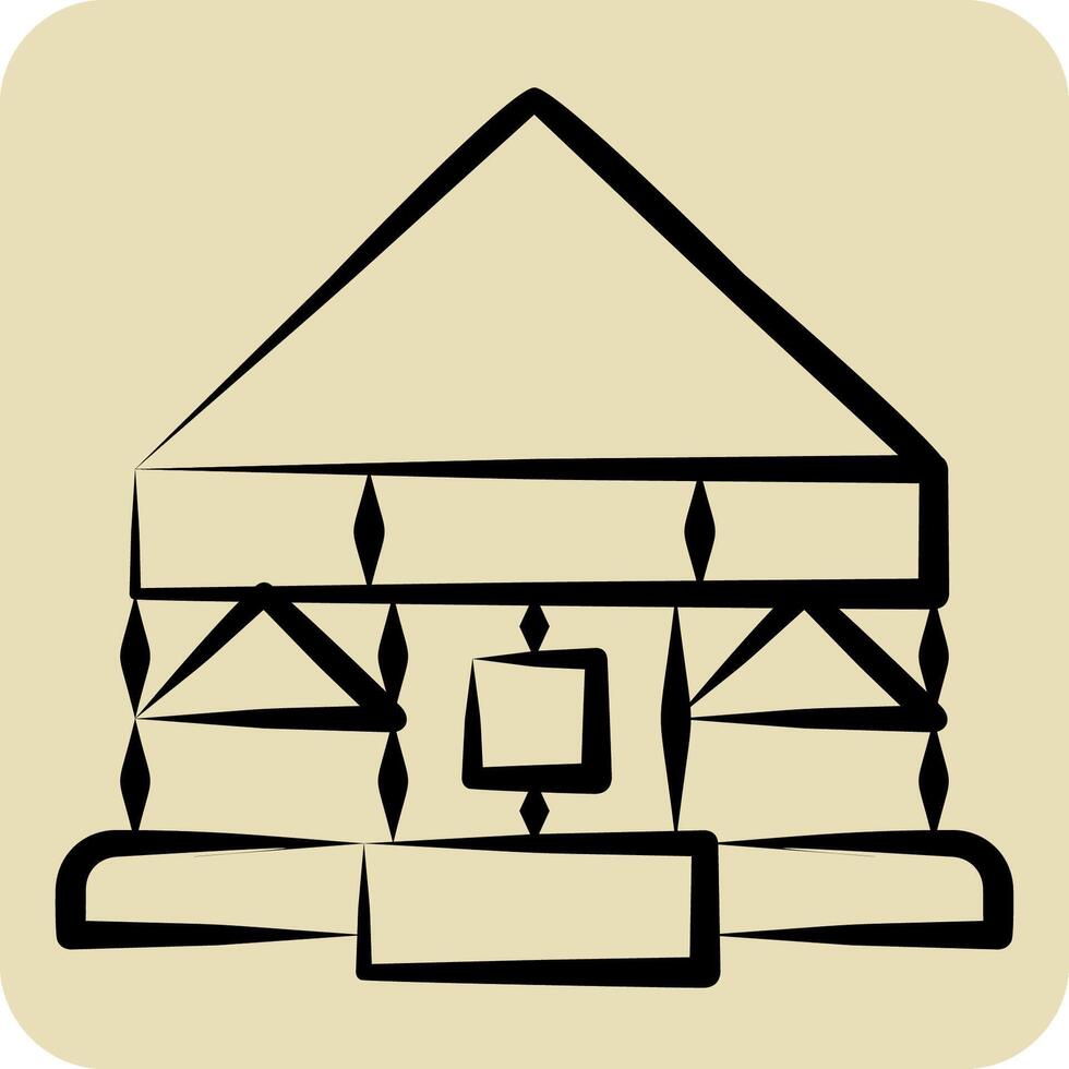 Icon Yurt. related to Kazakhstan symbol. hand drawn style. design editable vector