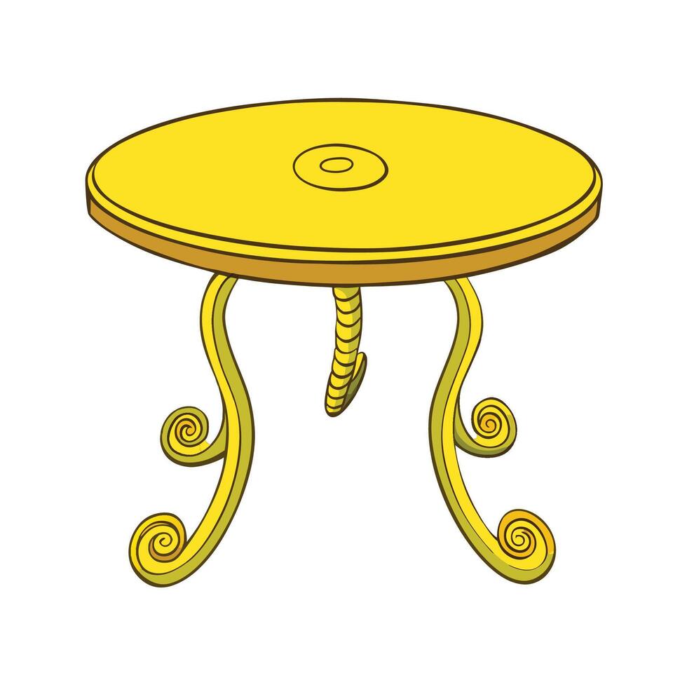 Golden table with spiral legs illustration vector