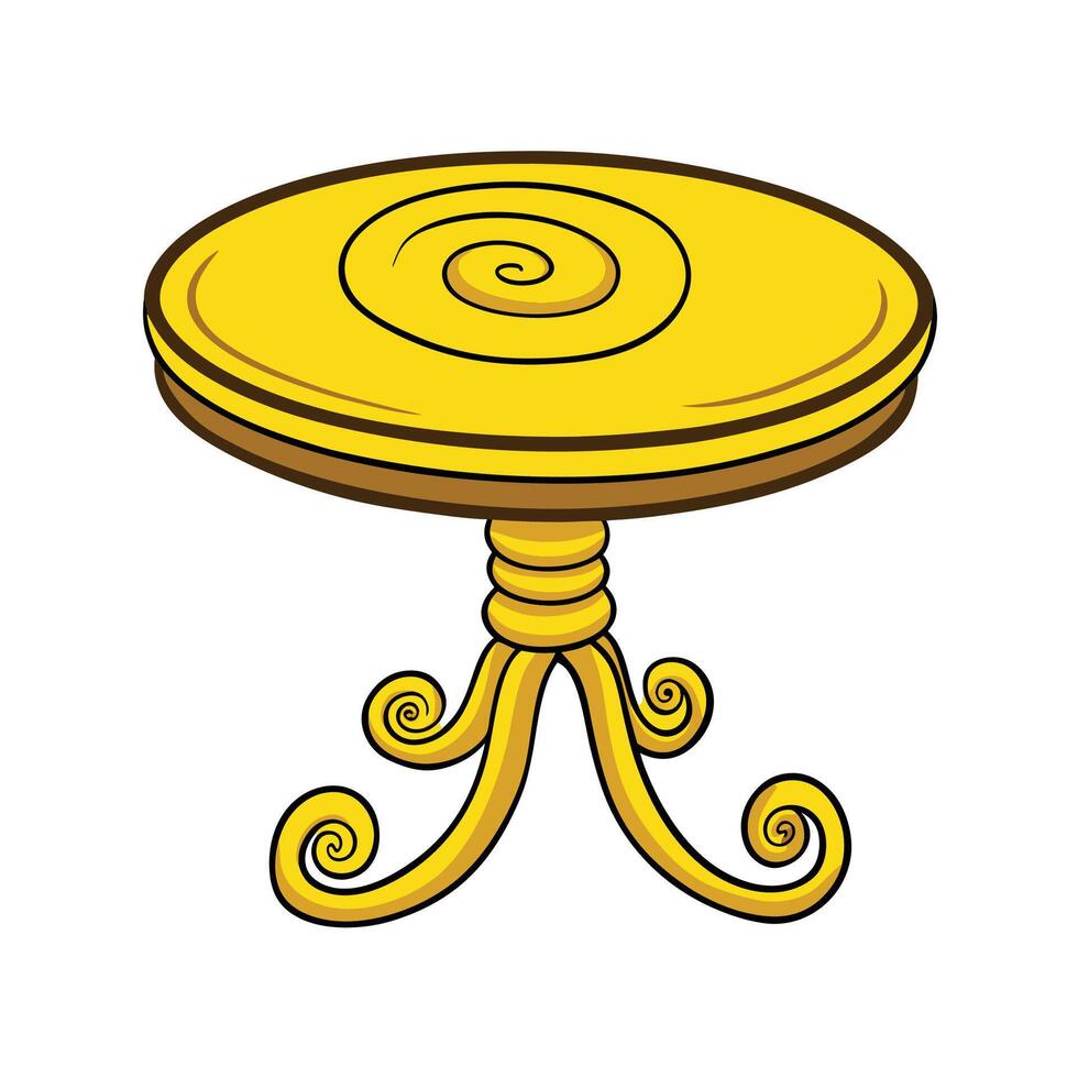 Cartoon Gold Table with Swirl Design Illustration vector