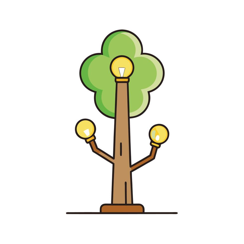 Ecofriendly light source Tree with lightbulbs, sustainable energy vector