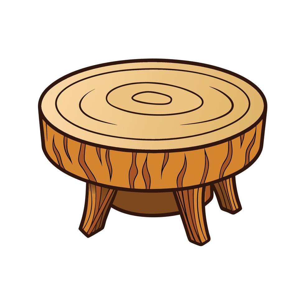 Cartoon wooden log stool illustration, isolated design vector
