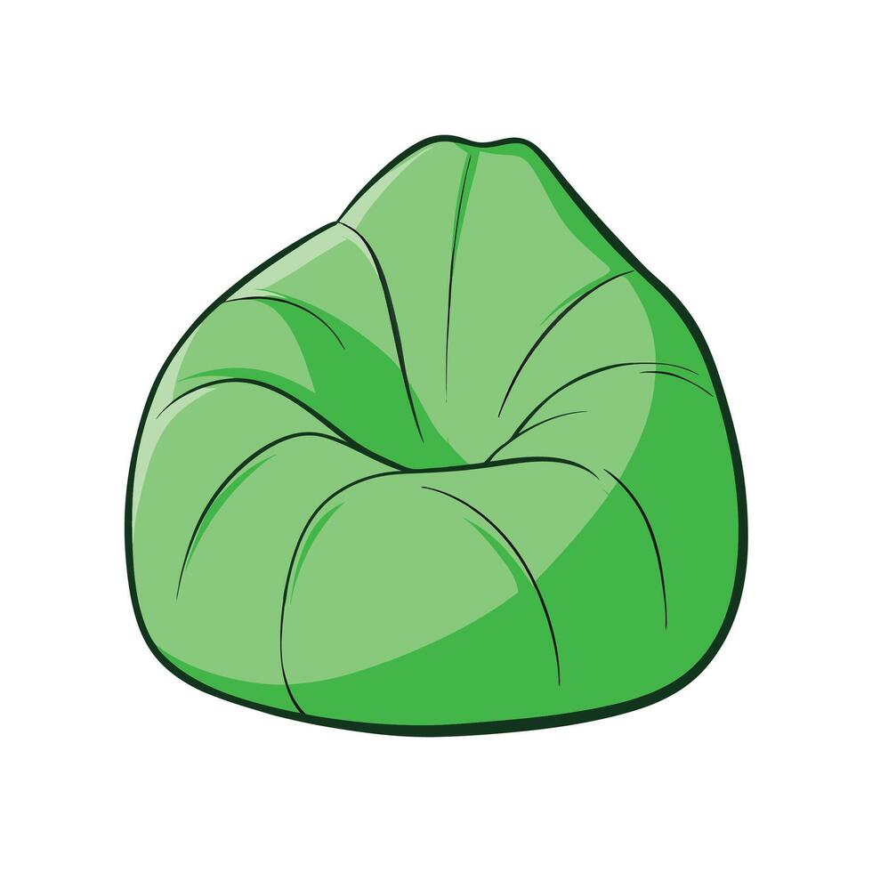 Illustration of a comfortable green bean bag chair vector
