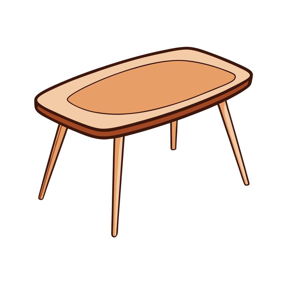 Retro Cartoon Coffee Table with Unique Design Style vector