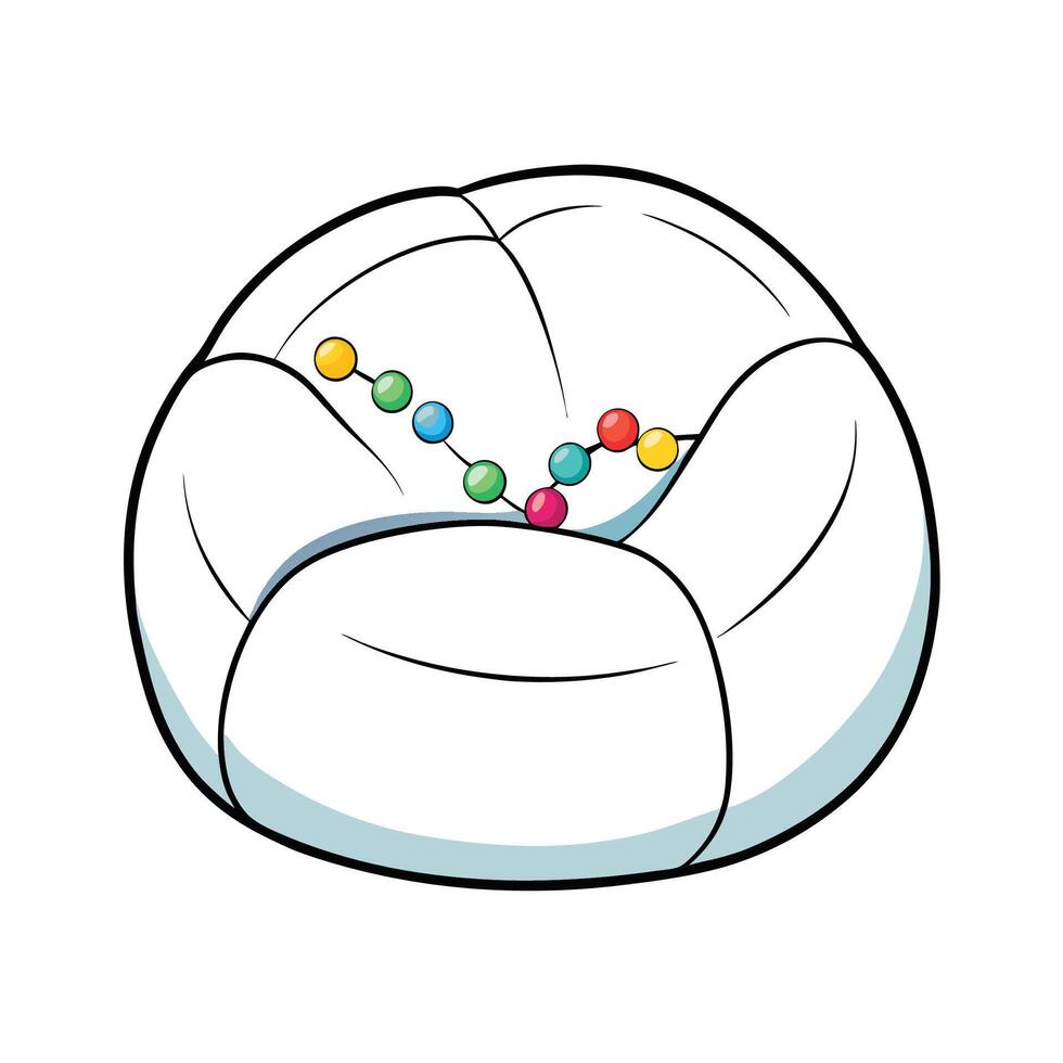 Cartoon beanbag chair with colorful bead chain illustration vector