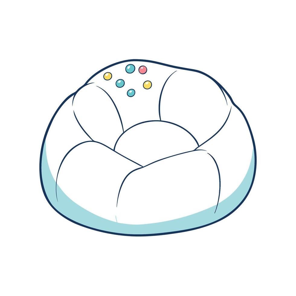 Cute Kawaii Bean Bag Chair with Colorful Sprinkles vector