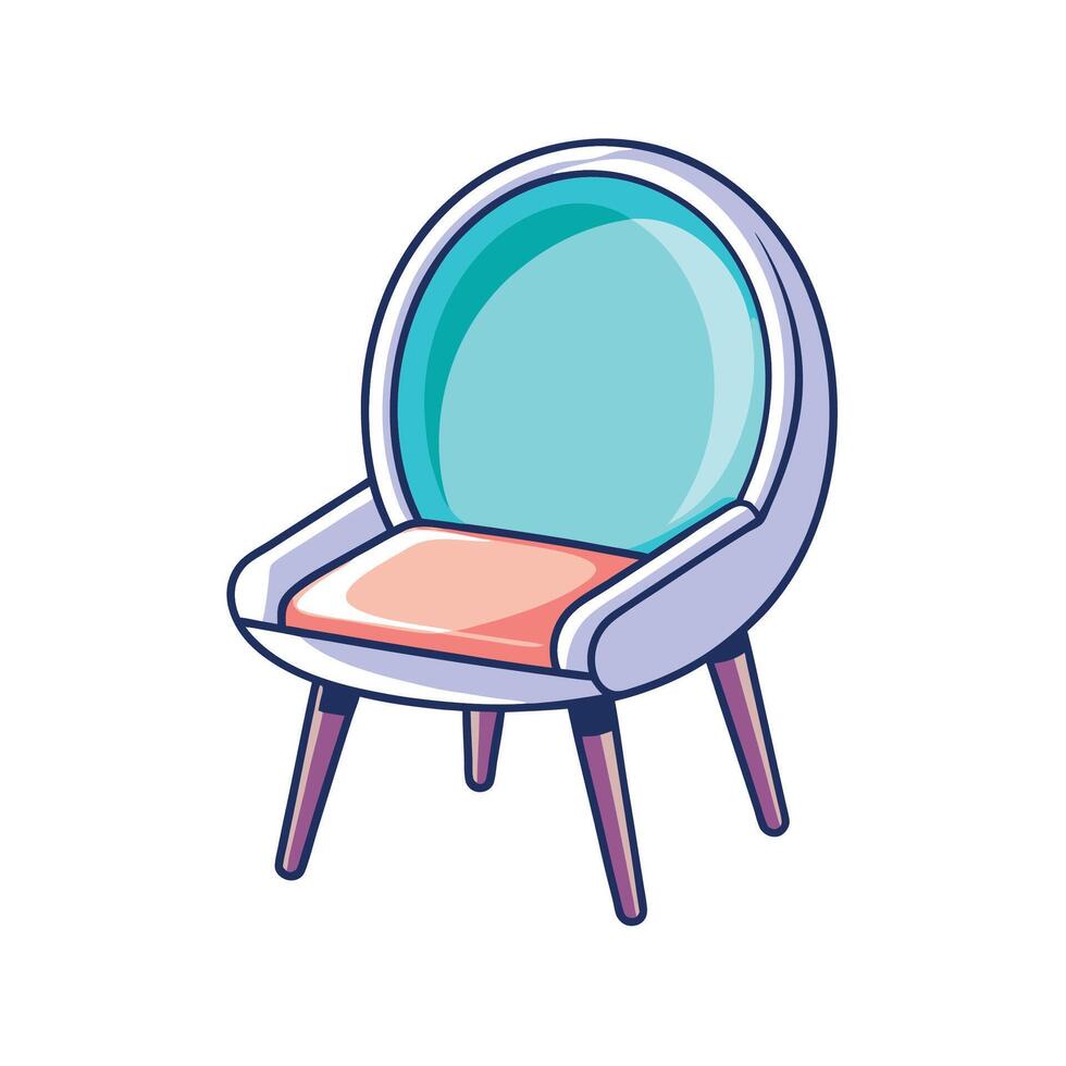 Modern Teal and Peach Accent Chair Cartoon Illustration vector