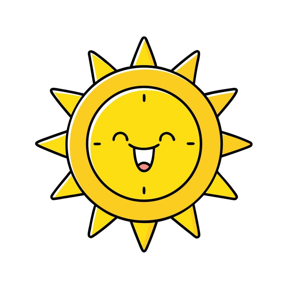 Happy Cartoon Sun Character Isolated on White Background vector