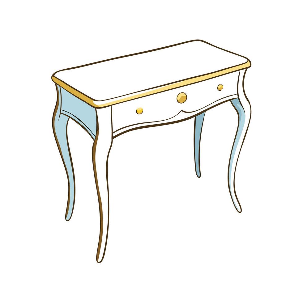 Charming White Antique Table with Drawer Illustration vector