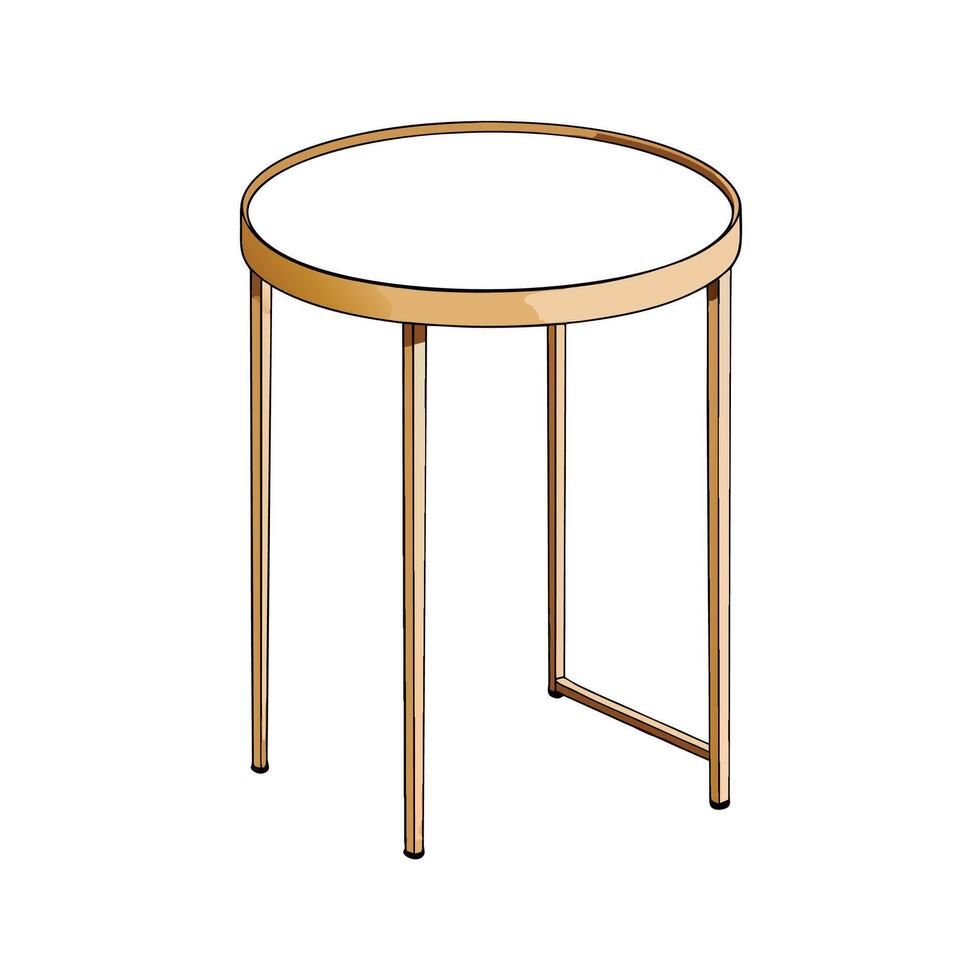 Modern round side table with gold metal legs vector