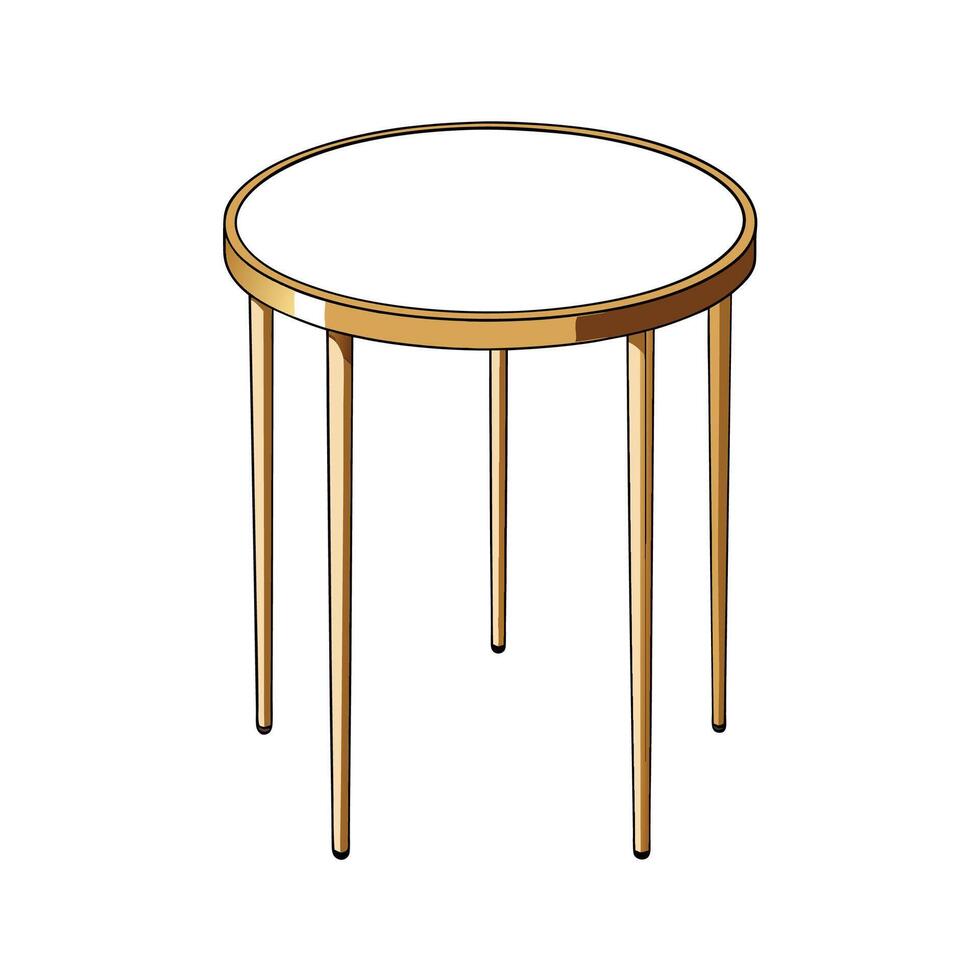 Illustration of Round Table with Gold Frame and Legs vector