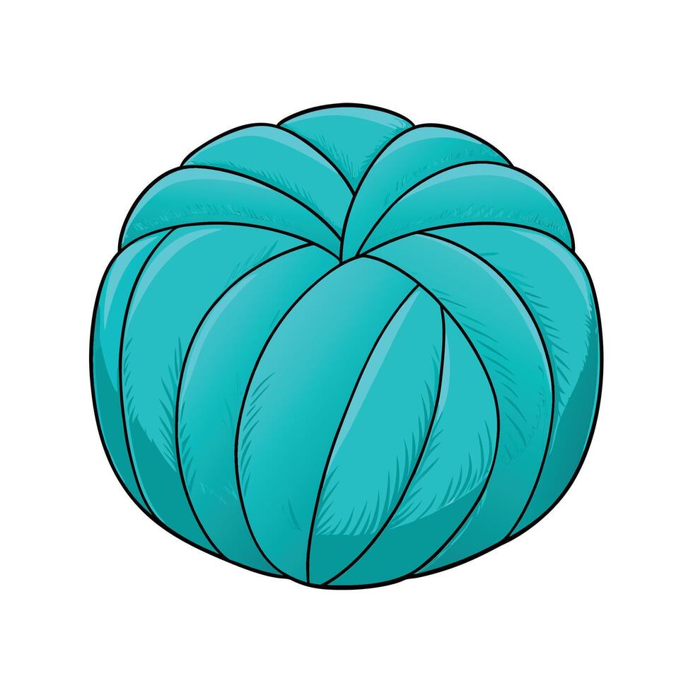 Teal Knitted Pillow Illustration with Black Outline vector