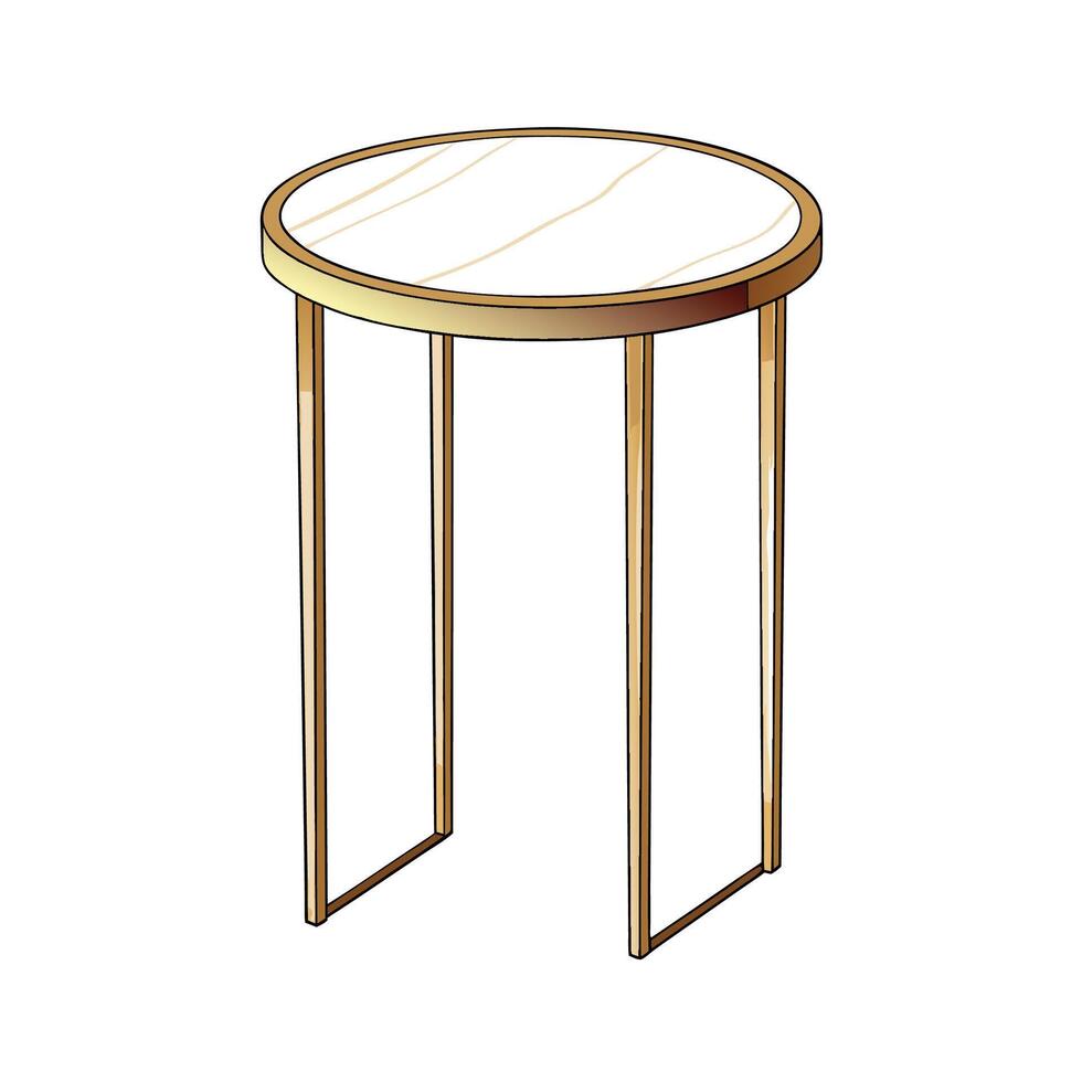 Gold Accent Table with Faux Marble Top Illustration vector