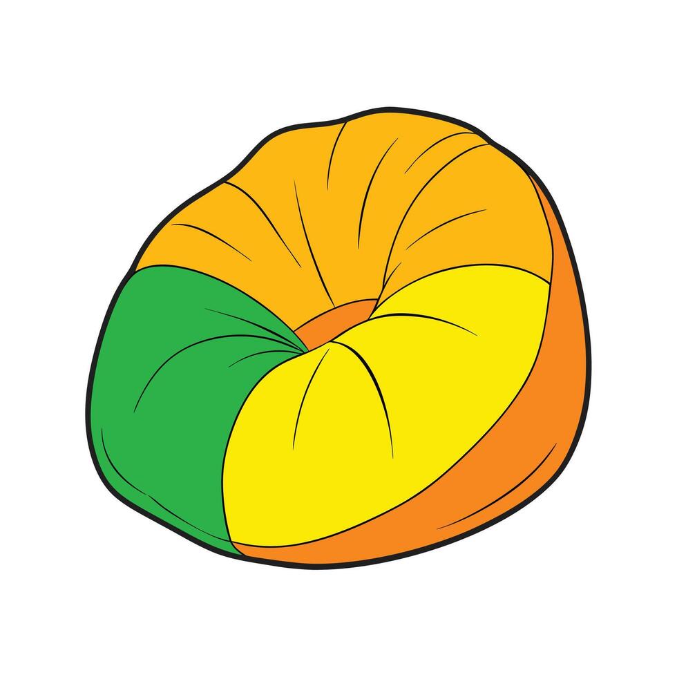 Colorful Bean Bag Chair Illustration, Green, Yellow, Orange vector