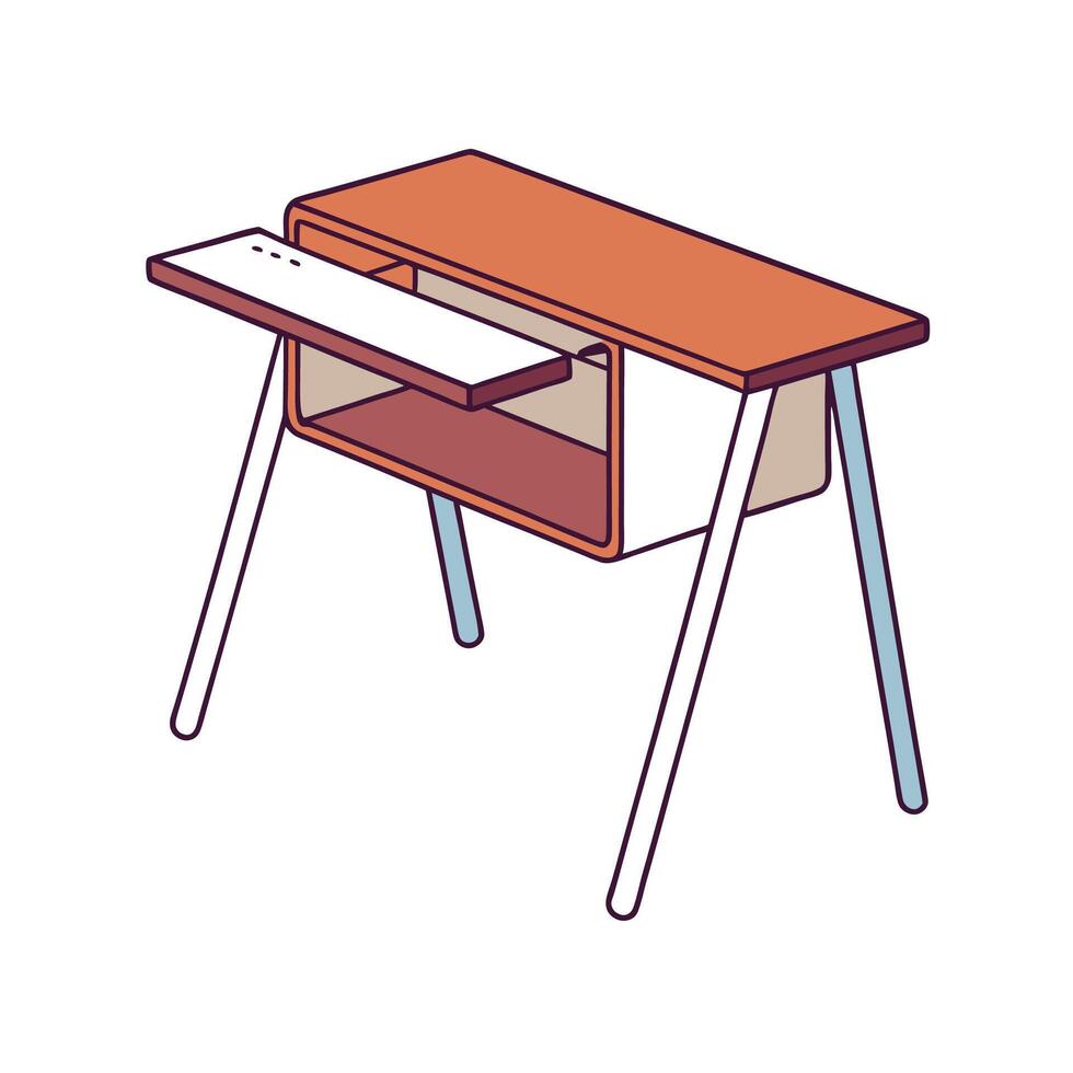 Isometric Desk Illustration with Open Storage for Workspace vector