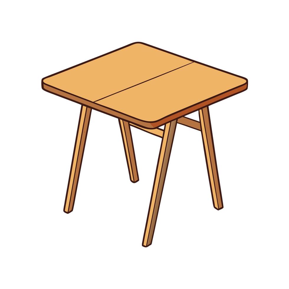 Cartoon illustration of a square wooden folding table vector