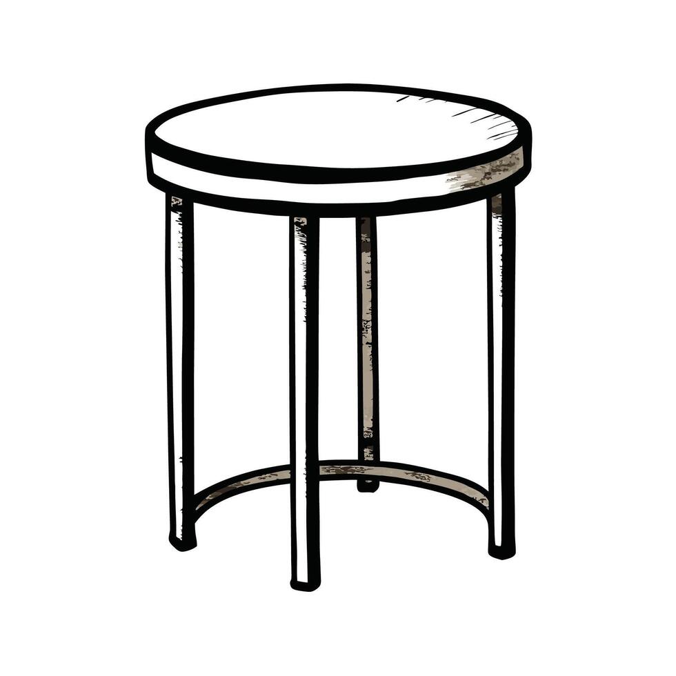 Simple Stool Illustration with Round Seat and Legs vector